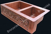 Кухонная мойка (медная, двойная) KD-33228-F фото
